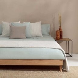 Textura Interiors Funda nórdica de algodón orgánico 180 hilos azul aqua. Cama 135-140cm
