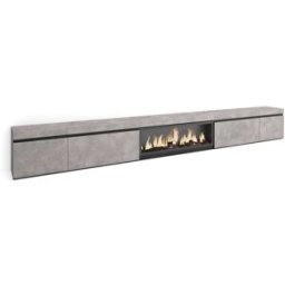 Skraut home Mueble tv efecto madera cemento 368x35x45cm chimenea efecto fuego