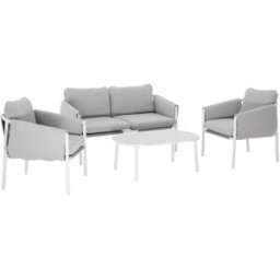 sweeek Conjunto de jardín de acero, 4 plazas, gris