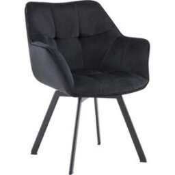 CLP Silla de comedor con patas de metal y asiento de terciopelo negro