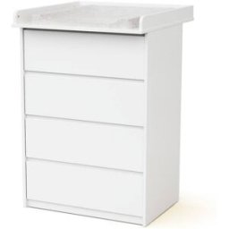 Webaby Cómoda bebé de 4 cajones con cambiador de madera 70 cm - blanco
