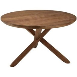 MACABANE Mesa de comedor redonda de madera de teca reciclada d130