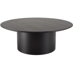MACABANE Mesa de centro redonda con patas de metal negra de 90x90 cm