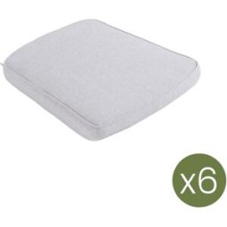 Edenjardin Pack de 6 cojines de sillas de jardín curvo olefin gris claro 45x47cm