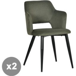 Meubles Cosy Conjunto de 2 sillas comedor acolchadas patas de acero verde