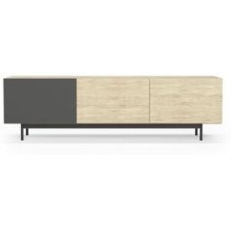 Herdasa Mueble tv 3 puertas melamina roble-grafito patas grafito 52x180x44 cm