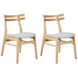 Beliani Conjunto de 2 sillas de comedor madera marrón claro gris