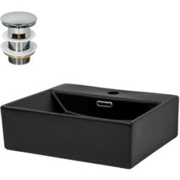 ECD Germany Lavabo de cerámica con juego de desagüe lavabo de encimera