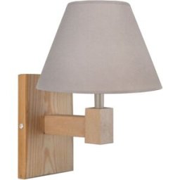 Tosel Aplique de pared brazo madera natural Pantalla taupe