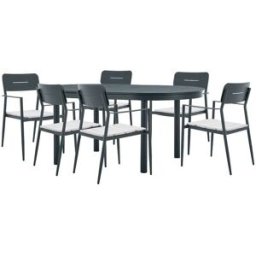Unique Conjunto de mesa y sillas para jardín metal gris antracita