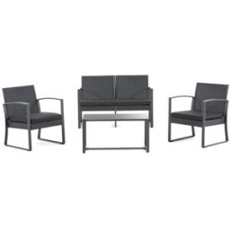 Fuori Conjunto de jardín 4pcs en acero y resina efecto ratán