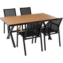 Beliani Conjunto de comedor 4 personas de material sintético marrón