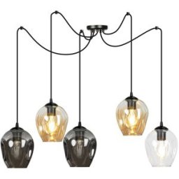 Wonderlamp Lámpara colgante estilo moderno con 5 cables desplazables multicolor