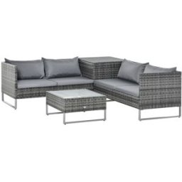 Outsunny Muebles jardín ratán 132x69x64 cm gris