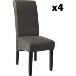 Tectake 4 sillas de comedor ergonómicas, símil cuero, tapizadas gris mármol