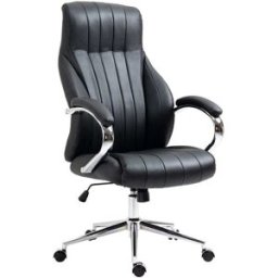 CLP Silla de oficina giratoria regulable en cuero auténtico negro
