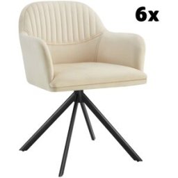 Tectake 6 sillas de comedor giratoria 360º terciopelo, 56x59x81 cm crema/negro