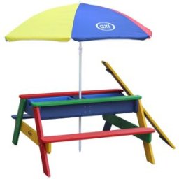 Axi Mesa de picnic para arena y agua con sombrilla, madera fsc, multicolor