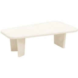 Decowood Mesa de centro de microcemento con tres patas blanco roto 100x30cm