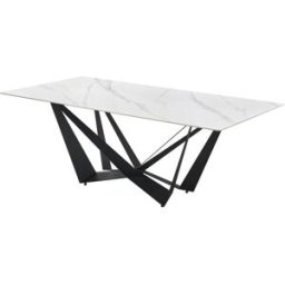 Pondecor Mesa de comedor de diseño con tapa mármol. 200×100×76 cm
