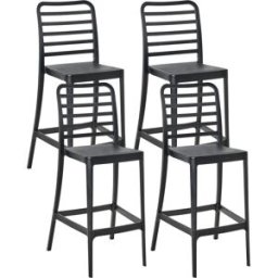 Beliani Conjunto de 4 sillas de bar 2 en 1 material sintético negro