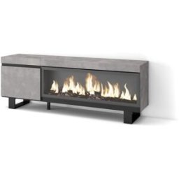 Skraut home Mueble tv efecto madera cemento 158x35x57cm chimenea efecto fuego