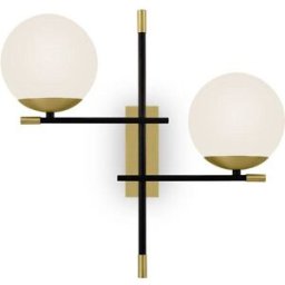 Maytoni Aplique de pared negro futurista con estructura de metal y 2 esferas