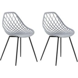 Beliani Conjunto de 2 sillas de comedor gris claro