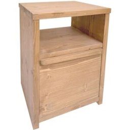 NATYAL Mesita de noche de madera maciza con cajón y balda tonos claros 40cm