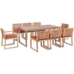 Beliani Conjunto de comedor 8 personas de madera marrón