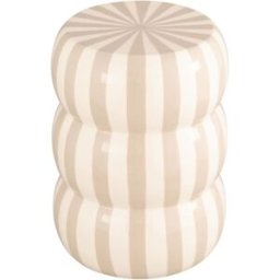 sweeek Mesa auxiliar, mesita de noche de acero esmaltado a rayas, beige