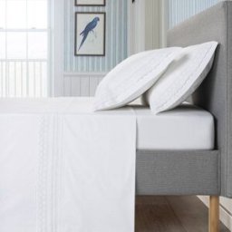 Casa da Laura Sábanas 100% algodón 200 hilos bordado blanco cama 135/140 2 almohad