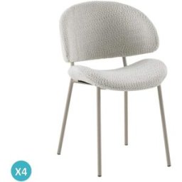 GEESE HOME Pack de 4 sillas tapizadas en chenilla color crema