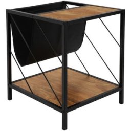 ML-Design Mesa auxiliar marrón con estante mueble elegante de salón
