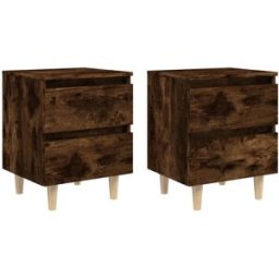 Maison Chic Juego de 2 mesitas de noche patas madera marrón 40x35x50 cm