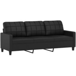 Maison Chic Sofá de 3 plazas de cuero sintético negro 180 cm