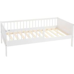 ML-Design Cama infantil 80 x 160 cm color blanco con anticaída y somier