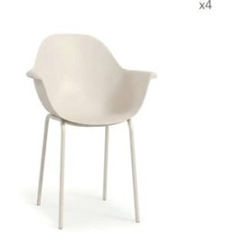 ComfortXL Juego de 4 sillas de jardín con reposabrazos beige