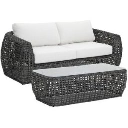 Unique Conjunto de salón para jardín resina gris antracita