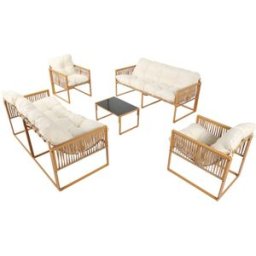 Concept Usine Conjunto de muebles de jardin de 8 plazas efecto ratán con cojines bla