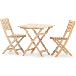 Defora Home Conjunto balcón mesa plegable 70x70 + 2 sillas sin brazos de balcón