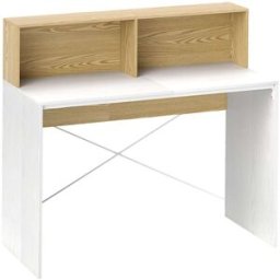 Homcom Escritorio 110x50x102.6 cm blanco y madera natural