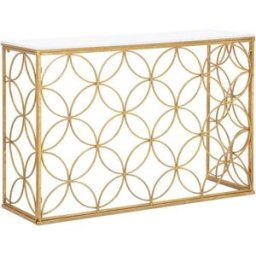 Mauro Ferretti Consola de metal dorado con encimera blanca cm 120x40x80