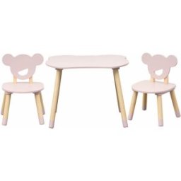 Mobili Rebecca Conjunto de mesa baja y 2 sillas para niños rosa y marrón