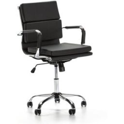 HOMN Sillón de oficina reclinable negro, piel sintética, altura ajustable
