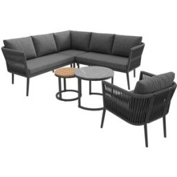 ComfortXL Conjunto jardín 5-6 plazas sofá esquinero ratán sintético gris