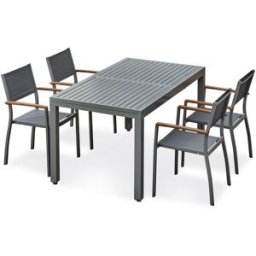 dcb garden Conjunto de comedor de jardín de 4 plazas - gris antracita
