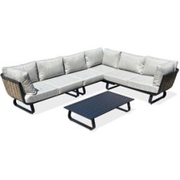 dcb garden Conjunto de muebles de jardín bajos de 6 plazas - negro