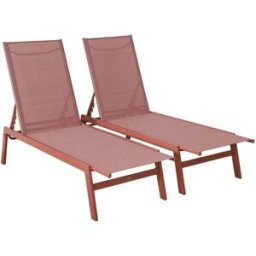 sweeek Tumbona de acero multi posiciones, set de 2, terracotta