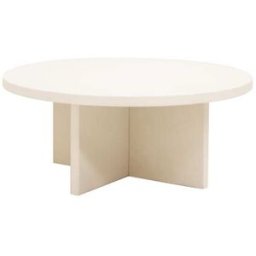 Decowood Mesa de centro redonda de microcemento en tono blanco roto de ø80x33cm